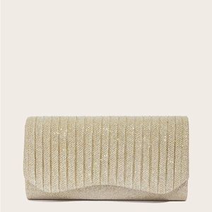 Shein Mini Glitter Pleated Detail Flap Square Bag